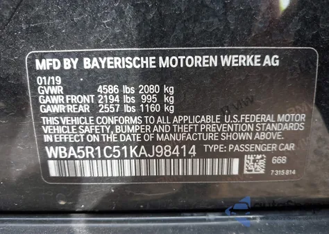2019 BMW 330I z USA, uszkodzony, nr VIN WBA5R1C51KAJ98414